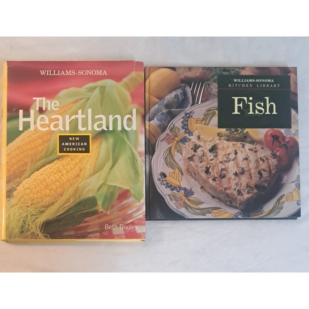 Williams-Sonoma Cookbook Lot Fish + The Heartland New American Cooking Hardcover